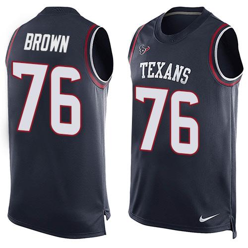  Texans #76 Duane Brown Navy Blue Team Color Men's Stitched NFL Limited Tank Top Jersey
